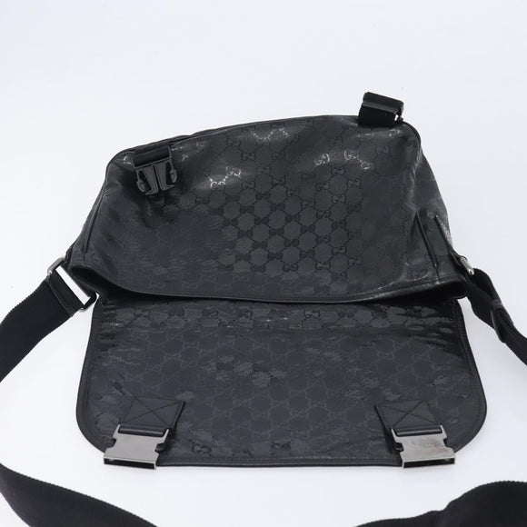 GUCCI GG Implementation Shoulder Bag PVC Black Silver 201732 Auth ka3564