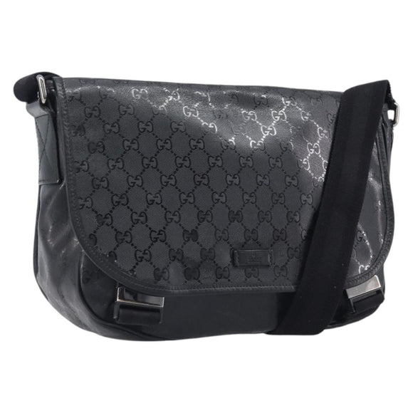 GUCCI GG Implementation Shoulder Bag PVC Black Silver 201732 Auth ka3564
