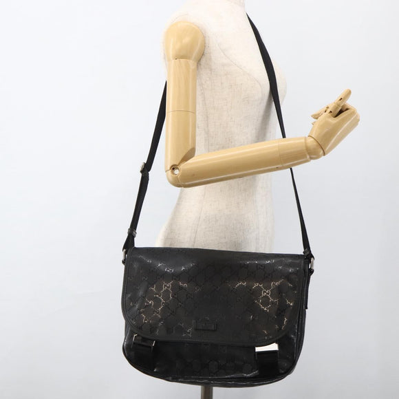 GUCCI GG Implementation Shoulder Bag PVC Black Silver 201732 Auth ka3564