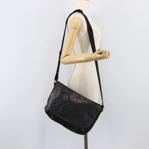 GUCCI GG Implementation Shoulder Bag PVC Black Silver 201732 Auth ka3564