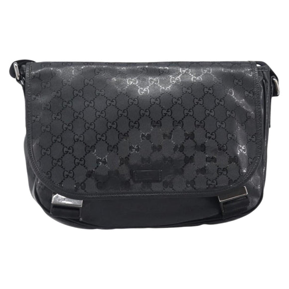 GUCCI GG Implementation Shoulder Bag PVC Black Silver 201732 Auth ka3564