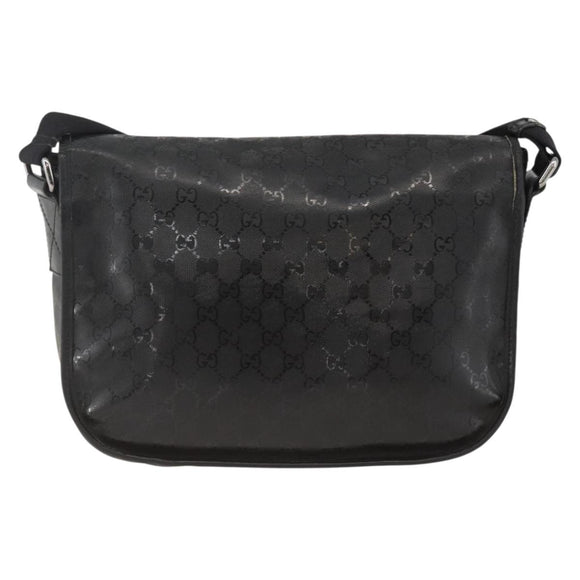 GUCCI GG Implementation Shoulder Bag PVC Black Silver 201732 Auth ka3564