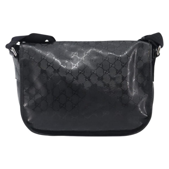 GUCCI GG Implementation Shoulder Bag PVC Black Silver 201732 Auth ka3564