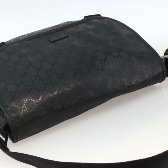 GUCCI GG Implementation Shoulder Bag PVC Black Silver 201732 Auth ka3564