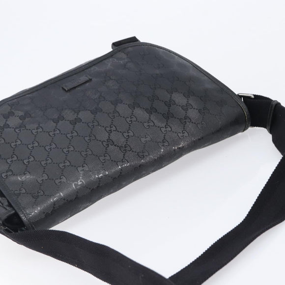 GUCCI GG Implementation Shoulder Bag PVC Black Silver 201732 Auth ka3564