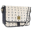 MCM Vicetos Logogram Shoulder Bag PVC Leather White Gold Auth ka3568-1