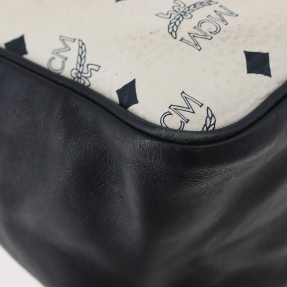 MCM Vicetos Logogram Shoulder Bag PVC Leather White Gold Auth ka3568