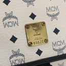MCM Vicetos Logogram Shoulder Bag PVC Leather White Gold Auth ka3568-14
