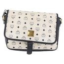 MCM Vicetos Logogram Shoulder Bag PVC Leather White Gold Auth ka3568-2