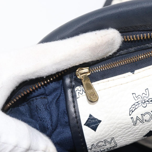 MCM Vicetos Logogram Shoulder Bag PVC Leather White Gold Auth ka3568