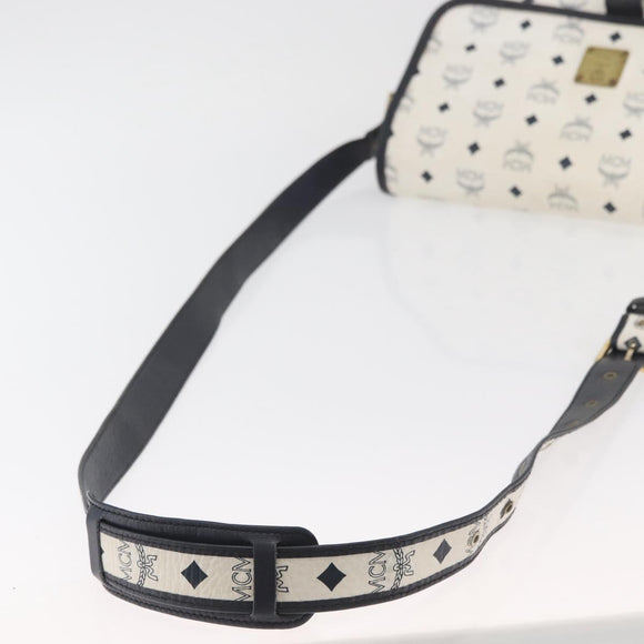 MCM Vicetos Logogram Shoulder Bag PVC Leather White Gold Auth ka3568