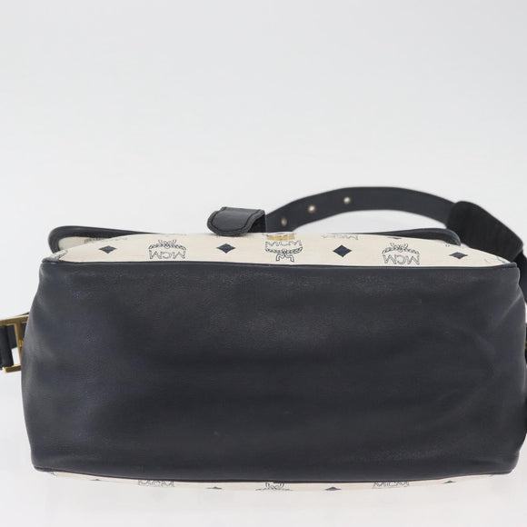 MCM Vicetos Logogram Shoulder Bag PVC Leather White Gold Auth ka3568