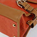 Salvatore Ferragamo Gancini Shoulder Bag PVC Leather Orange Gold Auth ka357-8
