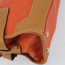 Salvatore Ferragamo Gancini Shoulder Bag PVC Leather Orange Gold Auth ka357-17