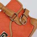 Salvatore Ferragamo Gancini Shoulder Bag PVC Leather Orange Gold Auth ka357-9