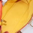Salvatore Ferragamo Gancini Shoulder Bag PVC Leather Orange Gold Auth ka357-10