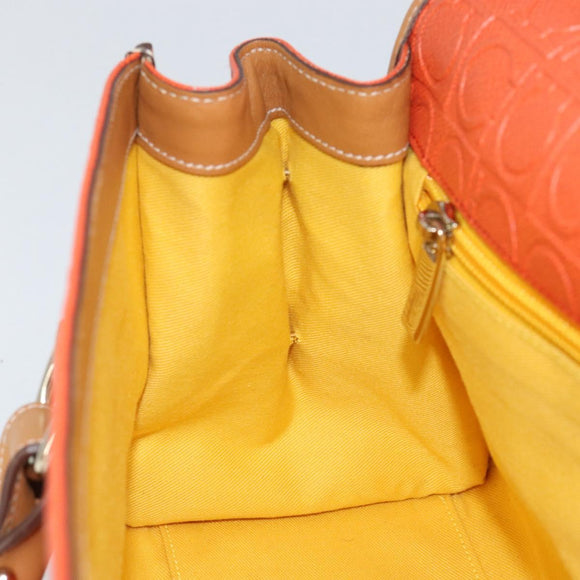 Salvatore Ferragamo Gancini Shoulder Bag PVC Leather Orange Gold Auth ka357