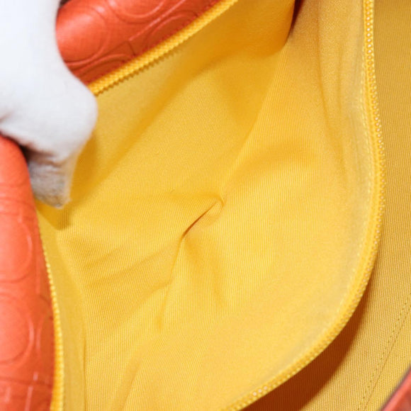 Salvatore Ferragamo Gancini Shoulder Bag PVC Leather Orange Gold Auth ka357