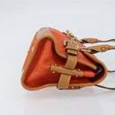 Salvatore Ferragamo Gancini Shoulder Bag PVC Leather Orange Gold Auth ka357-3