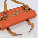 Salvatore Ferragamo Gancini Shoulder Bag PVC Leather Orange Gold Auth ka357-6