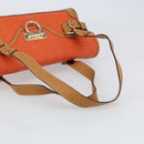 Salvatore Ferragamo Gancini Shoulder Bag PVC Leather Orange Gold Auth ka357-7