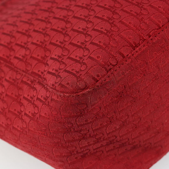 Christian Dior Trotter Canvas Tote Bag Red Silver Auth ka3572