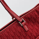 Christian Dior Trotter Canvas Tote Bag Red Silver Auth ka3572-14
