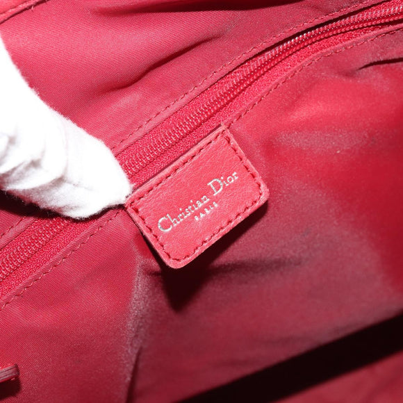 Christian Dior Trotter Canvas Tote Bag Red Silver Auth ka3572