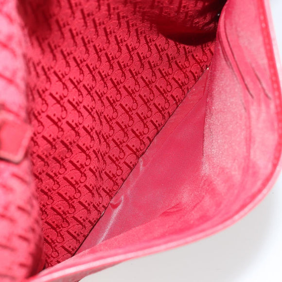 Christian Dior Trotter Canvas Tote Bag Red Silver Auth ka3572
