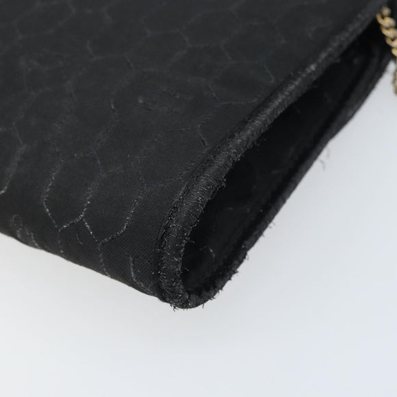 Christian Dior Honeycomb Canvas Chain Shoulder Bag PVC Black Gold Auth ka3574
