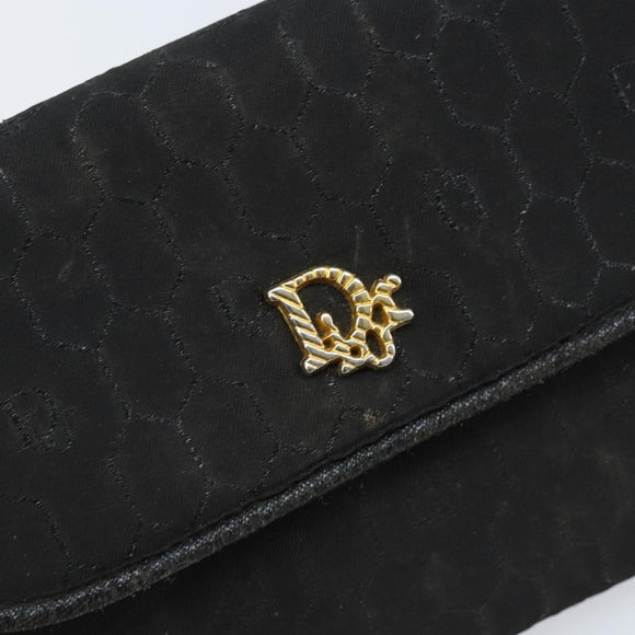 Christian Dior Honeycomb Canvas Chain Shoulder Bag PVC Black Gold Auth ka3574