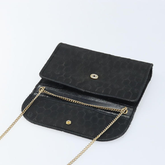 Christian Dior Honeycomb Canvas Chain Shoulder Bag PVC Black Gold Auth ka3574