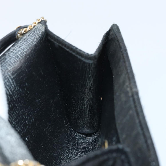 Christian Dior Honeycomb Canvas Chain Shoulder Bag PVC Black Gold Auth ka3574