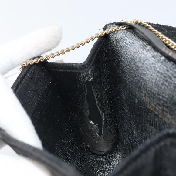 Christian Dior Honeycomb Canvas Chain Shoulder Bag PVC Black Gold Auth ka3574