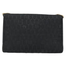 Christian Dior Honeycomb Canvas Chain Shoulder Bag PVC Black Gold Auth ka3574-3