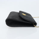 Christian Dior Honeycomb Canvas Chain Shoulder Bag PVC Black Gold Auth ka3574-4