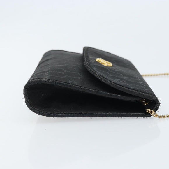 Christian Dior Honeycomb Canvas Chain Shoulder Bag PVC Black Gold Auth ka3574