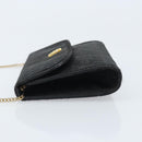 Christian Dior Honeycomb Canvas Chain Shoulder Bag PVC Black Gold Auth ka3574-5