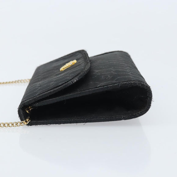 Christian Dior Honeycomb Canvas Chain Shoulder Bag PVC Black Gold Auth ka3574