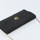 Christian Dior Honeycomb Canvas Chain Shoulder Bag PVC Black Gold Auth ka3574-6