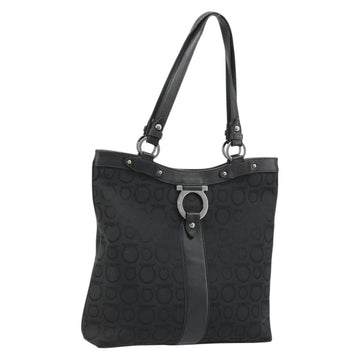 Salvatore Ferragamo Tote Bag Canvas Black Silver Auth ka3582