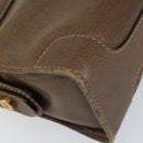 GUCCI Web Sherry Line Shoulder Bag Leather Brown Gold Auth ka359-16