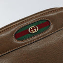 GUCCI Web Sherry Line Shoulder Bag Leather Brown Gold Auth ka359-17