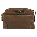 GUCCI Web Sherry Line Shoulder Bag Leather Brown Gold Auth ka359-13