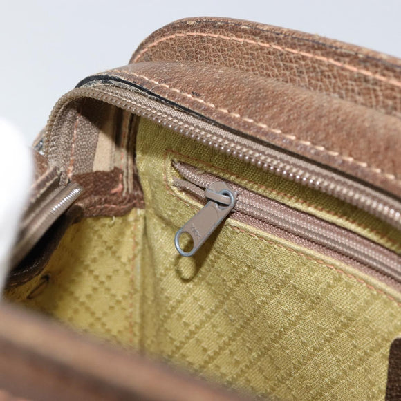 GUCCI Web Sherry Line Shoulder Bag Leather Brown Gold Auth ka359