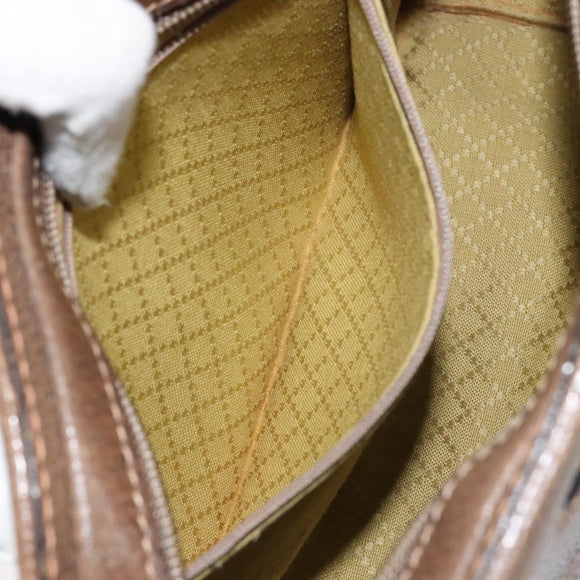 GUCCI Web Sherry Line Shoulder Bag Leather Brown Gold Auth ka359