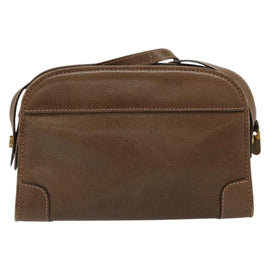 GUCCI Web Sherry Line Shoulder Bag Leather Brown Gold Auth ka359 - 0