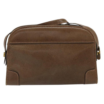 GUCCI Web Sherry Line Shoulder Bag Leather Brown Gold Auth ka359 - 0