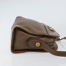 GUCCI Web Sherry Line Shoulder Bag Leather Brown Gold Auth ka359-3