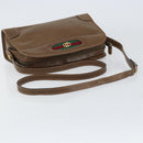 GUCCI Web Sherry Line Shoulder Bag Leather Brown Gold Auth ka359-7